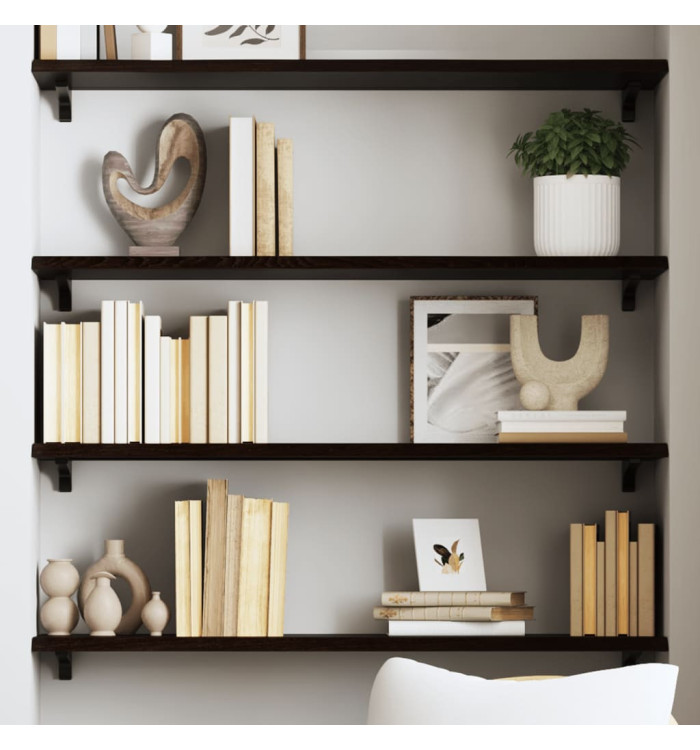 Étagère murale marron foncé 100x30x2cm bois chêne massif traité | Mobilier & Déco