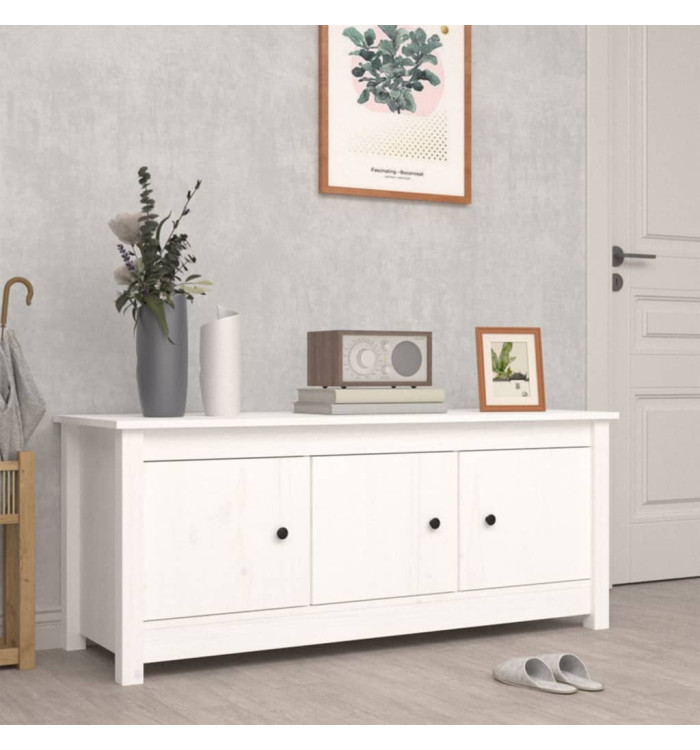 Armoire à chaussures Blanc 110x38x45,5 cm Bois de pin massif | Mobilier & Déco
