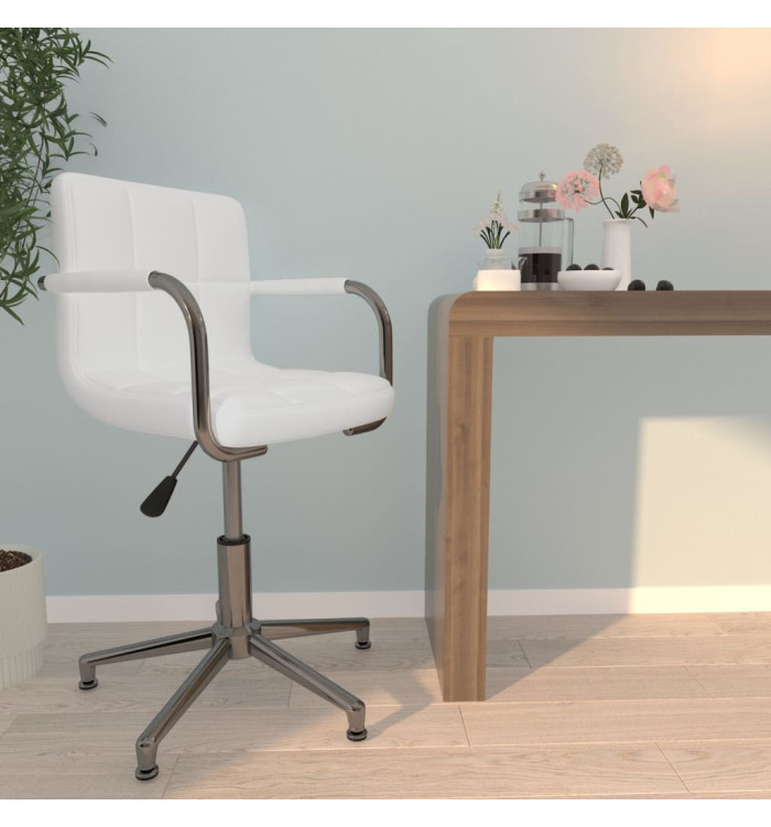 Chaise de bureau pivotante Blanc Similicuir | Mobilier & Déco