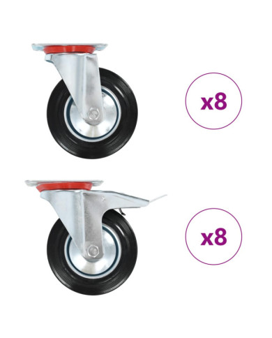 16 pcs Roulettes pivotantes 160 mm | Mobilier & Déco