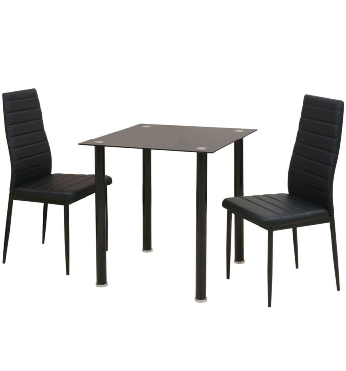 Ensemble de table et chaise de salle à manger 3 pièces noir | Mobilier & Déco