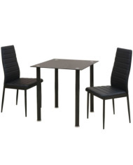 Ensemble de table et chaise de salle à manger 3 pièces noir | Mobilier & Déco