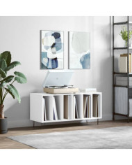 Armoire à disques blanc brillant 100x38x48 cm bois d'ingénierie | Mobilier & Déco