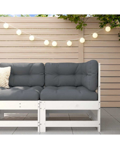Canapé d'angle avec coussins blanc bois de pin solide | Mobilier & Déco