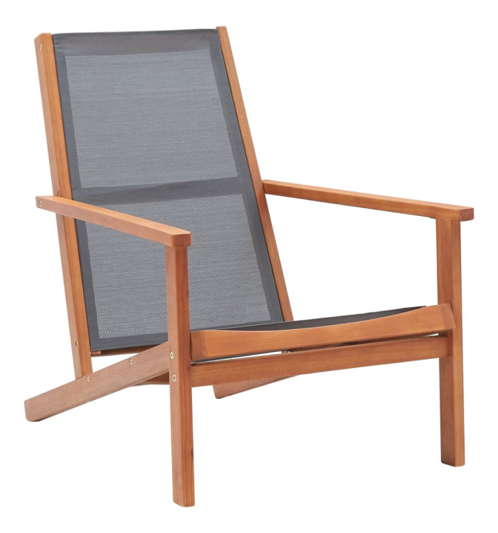 Chaise de jardin Gris Bois d'eucalyptus solide et textilène | Mobilier & Déco