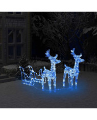 Décoration de Noël Rennes et traîneau 160 LED 130 cm Acrylique | Mobilier & Déco