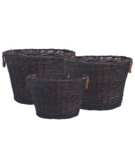 Jeu 3 paniers empilables à bois de chauffage Marron foncé Saule | Mobilier & Déco