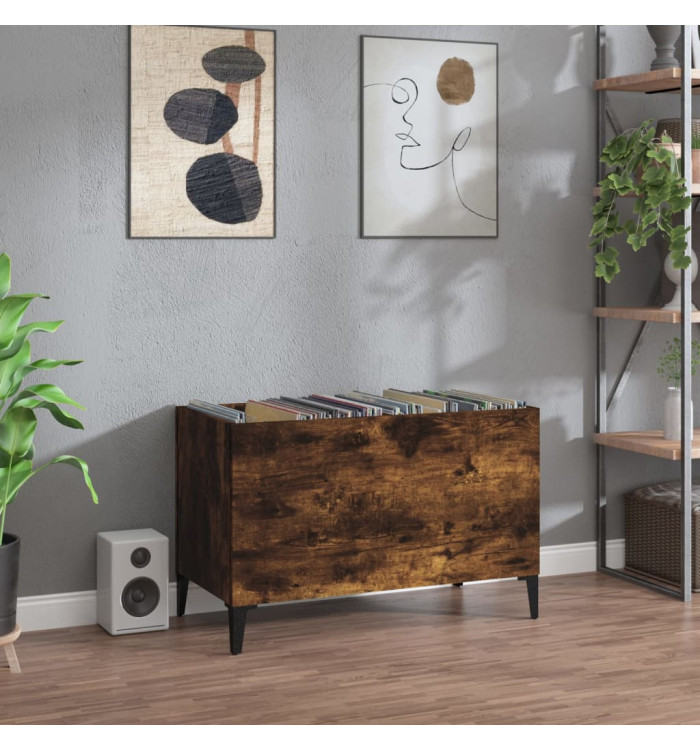 Armoire à disques chêne fumé 74,5x38x48 cm bois d'ingénierie | Mobilier & Déco