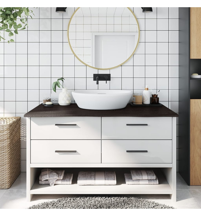 Comptoir de salle de bain marron foncé 100x50x2 cm bois traité | Mobilier & Déco