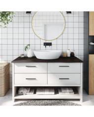 Comptoir de salle de bain marron foncé 100x50x2 cm bois traité | Mobilier & Déco