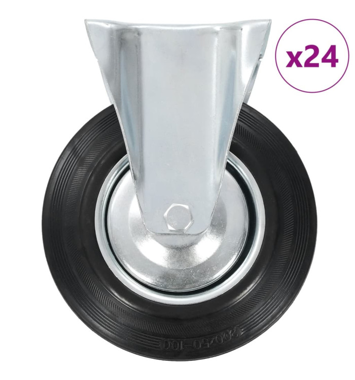 24 pcs Roulettes fixes 200 mm | Mobilier & Déco