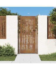 Portail de jardin 105x205 cm acier corten design de bambou | Mobilier & Déco