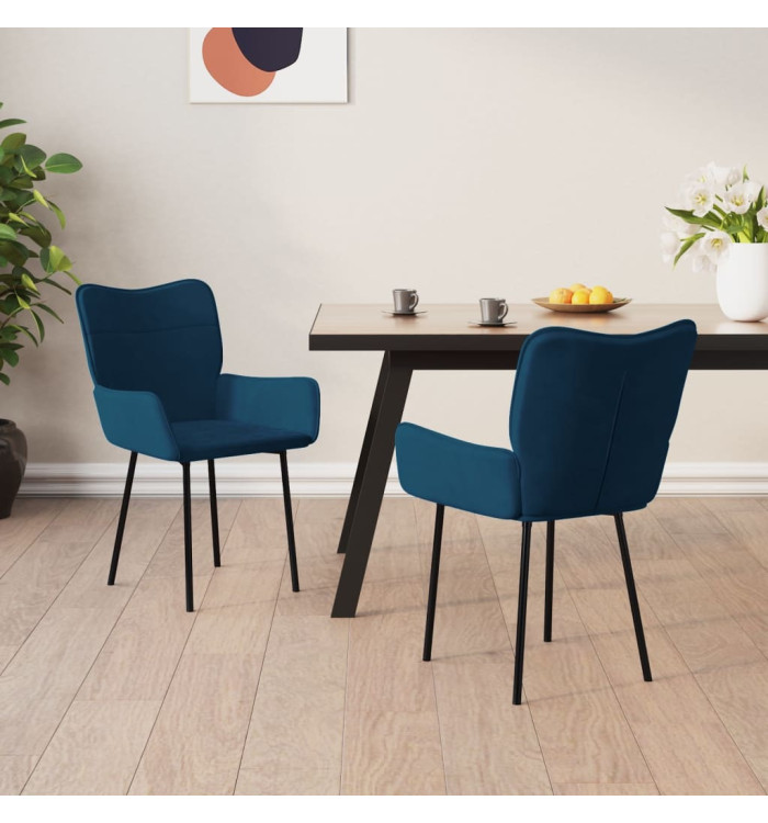 Chaises à manger lot de 2 Bleu Velours | Mobilier & Déco