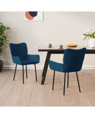 Chaises à manger lot de 2 Bleu Velours | Mobilier & Déco