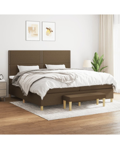 Sommier à lattes de lit avec matelas Marron foncé 200x200 cm | Mobilier & Déco