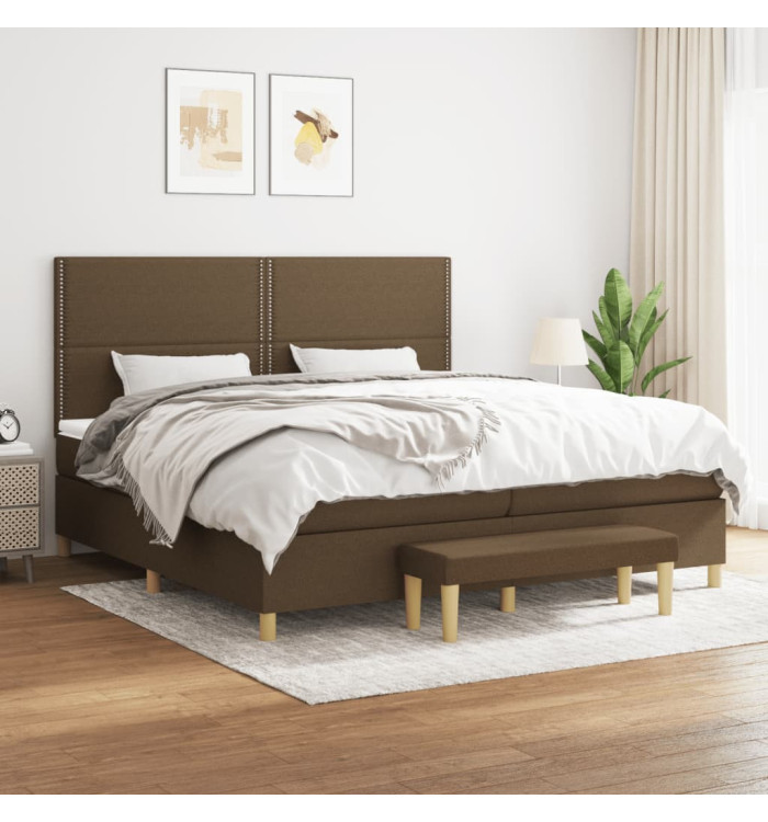 Sommier à lattes de lit avec matelas Marron foncé 200x200 cm | Mobilier & Déco