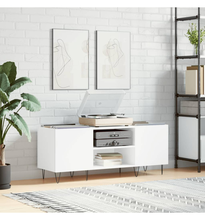 Armoire à disques blanc 121x38x48 cm bois d'ingénierie | Mobilier & Déco