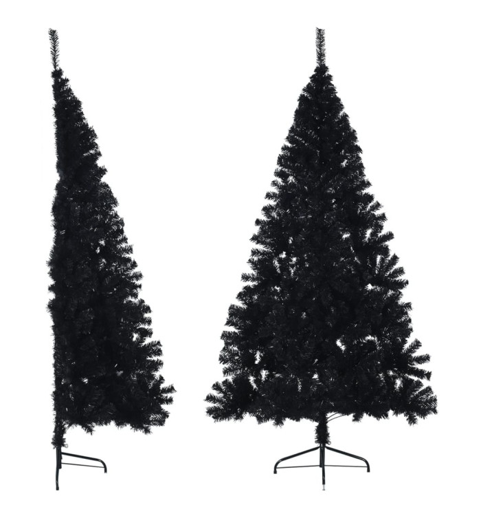 Demi sapin de Noël artificiel avec support Noir 240 cm PVC | Mobilier & Déco