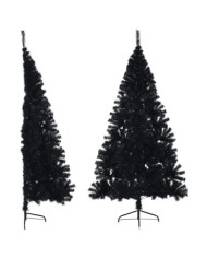 Demi sapin de Noël artificiel avec support Noir 240 cm PVC | Mobilier & Déco
