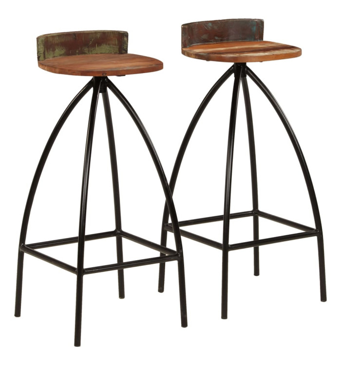 Tabourets de bar lot de 2 bois de récupération massif | Mobilier & Déco