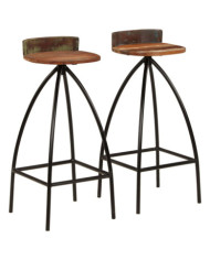 Tabourets de bar lot de 2 bois de récupération massif | Mobilier & Déco