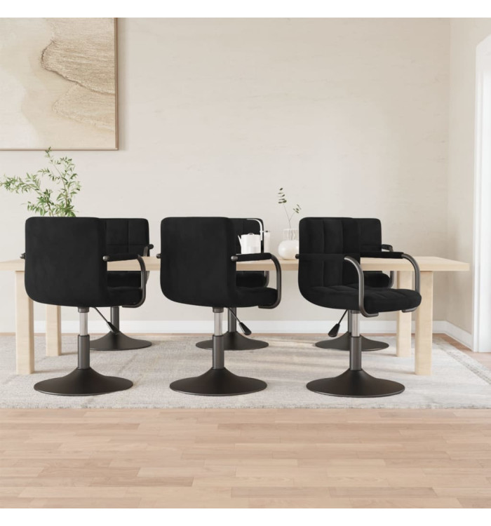 Chaises pivotantes à manger lot de 6 noir velours | Mobilier & Déco