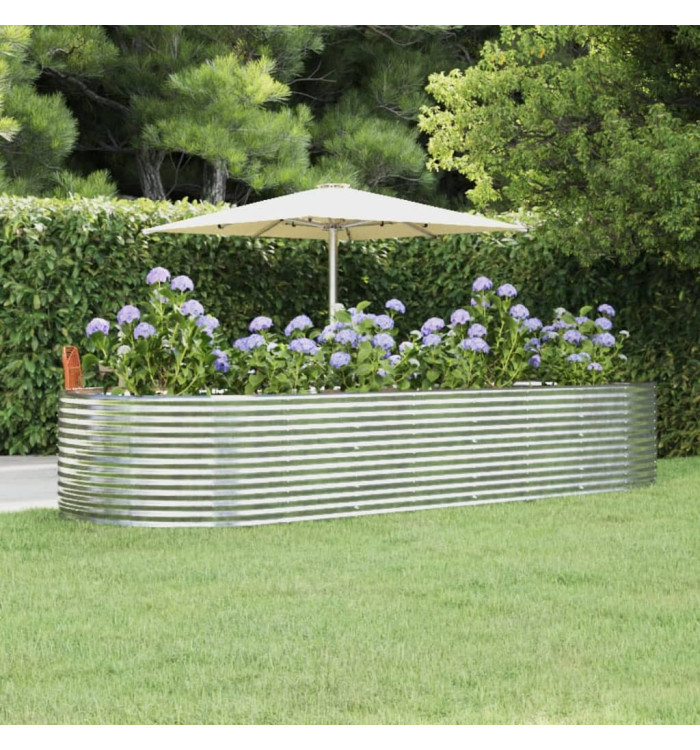 Lit surélevé de jardin Argenté Acier enduit de poudre | Mobilier & Déco