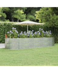 Lit surélevé de jardin Argenté Acier enduit de poudre | Mobilier & Déco