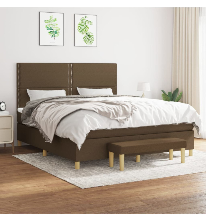 Sommier à lattes de lit avec matelas Marron foncé 160x200 cm | Mobilier & Déco