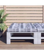 Coussin de palette motif à carreaux gris 70x70x12 cm tissu | Mobilier & Déco