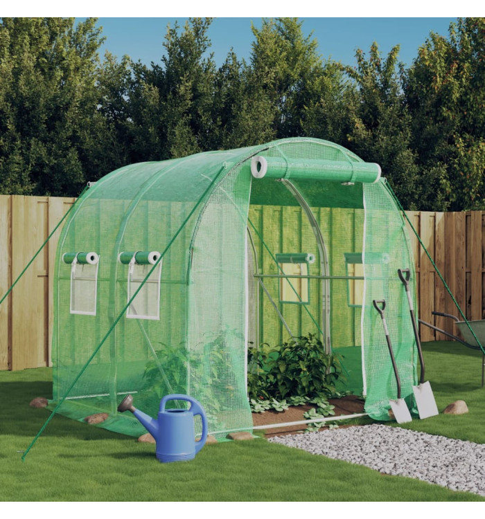 Serre avec cadre en acier vert 4 m² 2x2x2 m | Mobilier & Déco