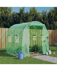 Serre avec cadre en acier vert 4 m² 2x2x2 m | Mobilier & Déco