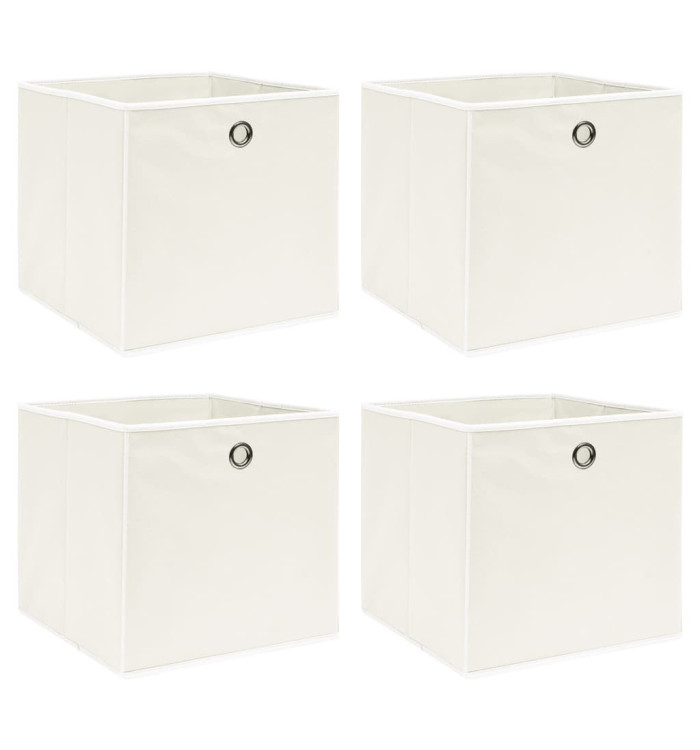 Boîtes de rangement 4 pcs Blanc 32x32x32 cm Tissu | Mobilier & Déco