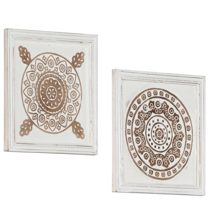 Panneaux muraux sculptés à la main 2 pcs MDF 40x40x1,5 cm | Mobilier & Déco