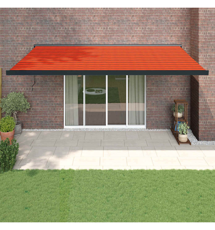 Auvent rétractable orange et marron 5x3 m tissu et aluminium | Mobilier & Déco
