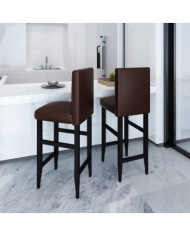 Tabourets de bar lot de 2 marron foncé similicuir | Mobilier & Déco