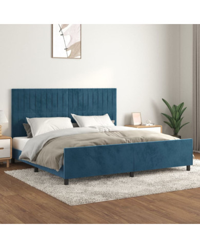 Cadre de lit sans matelas bleu foncé 200x200 cm velours | Mobilier & Déco