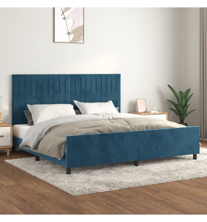 Cadre de lit sans matelas bleu foncé 200x200 cm velours | Mobilier & Déco