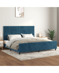 Cadre de lit sans matelas bleu foncé 200x200 cm velours | Mobilier & Déco
