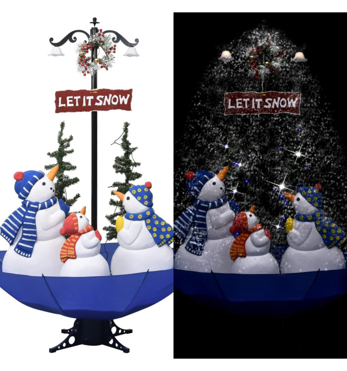 Arbre de Noël neigeux avec base de parapluie Bleu 170 cm PVC | Mobilier & Déco