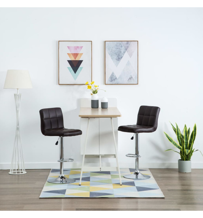 Tabourets de bar lot de 2 marron similicuir | Mobilier & Déco