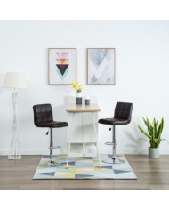 Tabourets de bar lot de 2 marron similicuir | Mobilier & Déco