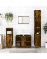 Armoire de bain chêne fumé 30x30x100 cm bois d'ingénierie | Mobilier & Déco