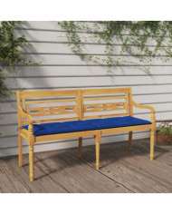 Banc Batavia avec coussin bleu 150 cm Bois de teck massif | Mobilier & Déco