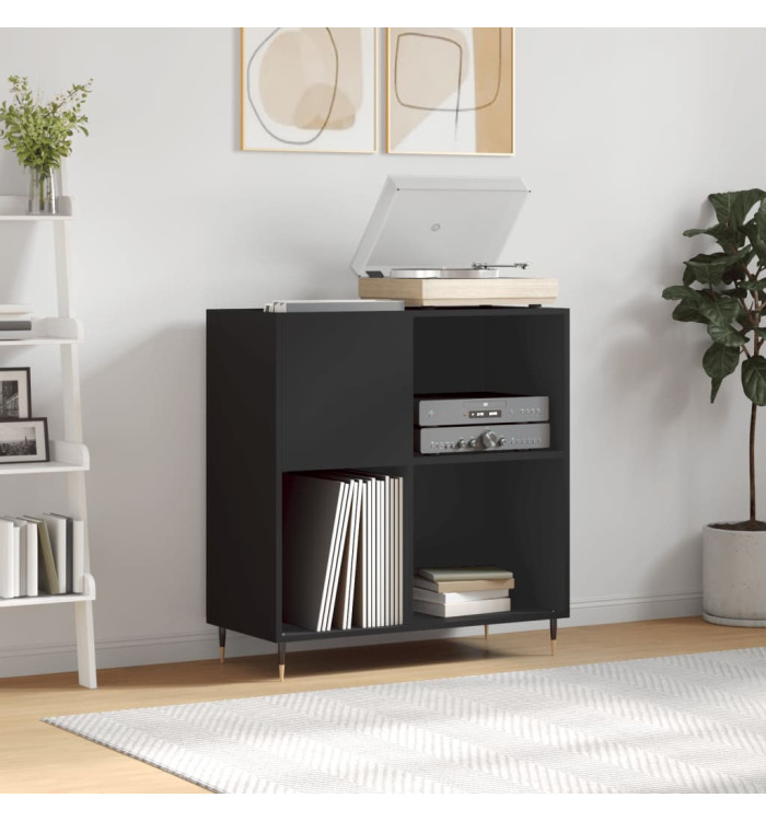 Armoire à disques noir 84,5x38x89 cm bois d'ingénierie | Mobilier & Déco