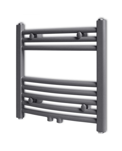 Sèche-serviettes eau chaude à rails incurvés gris 480 x 480 mm | Mobilier & Déco