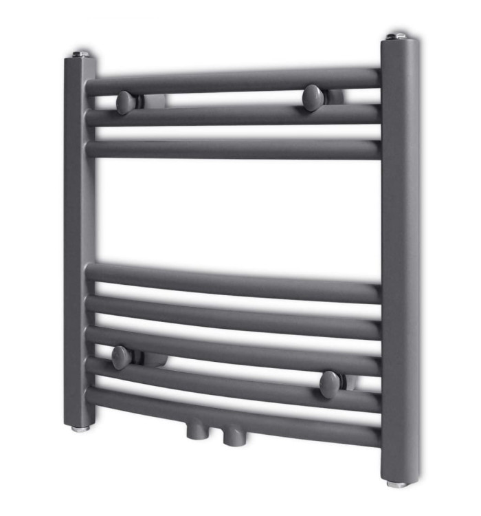 Sèche-serviettes eau chaude à rails incurvés gris 480 x 480 mm | Mobilier & Déco