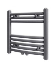 Sèche-serviettes eau chaude à rails incurvés gris 480 x 480 mm | Mobilier & Déco