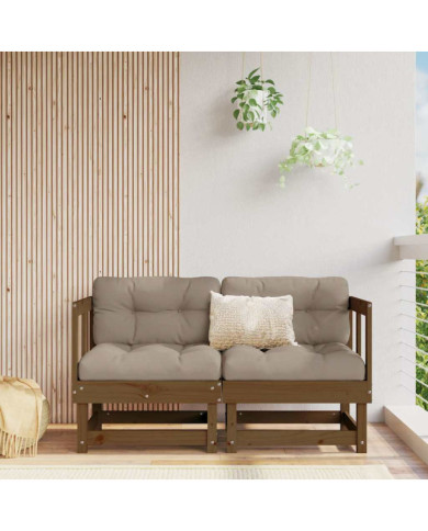 Canapés d'angle et coussins 2pcs marron miel bois de pin massif | Mobilier & Déco