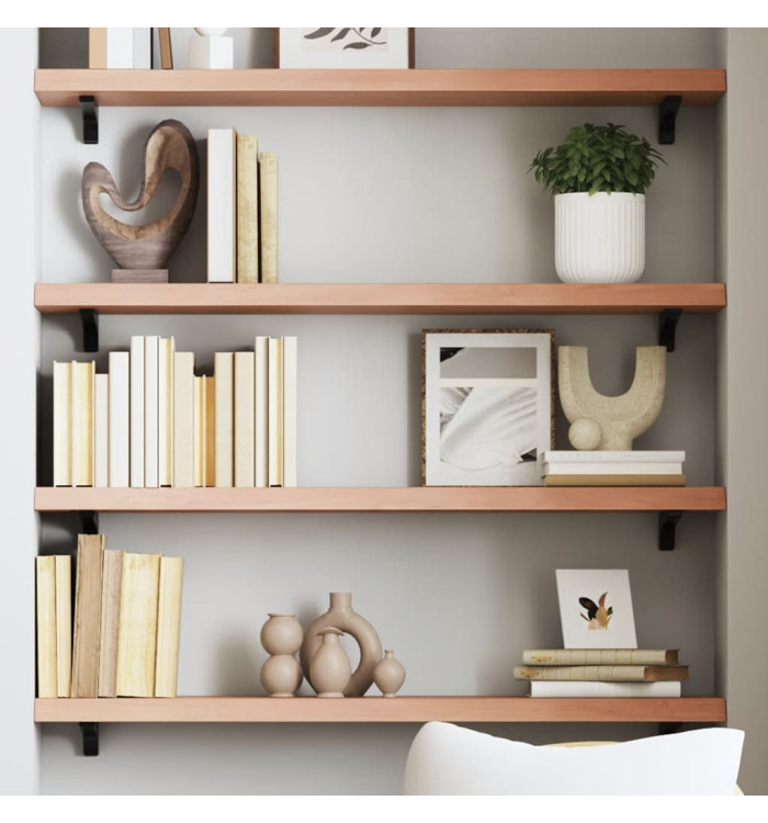 Étagère murale marron clair 80x20x4 cm bois chêne massif traité | Mobilier & Déco